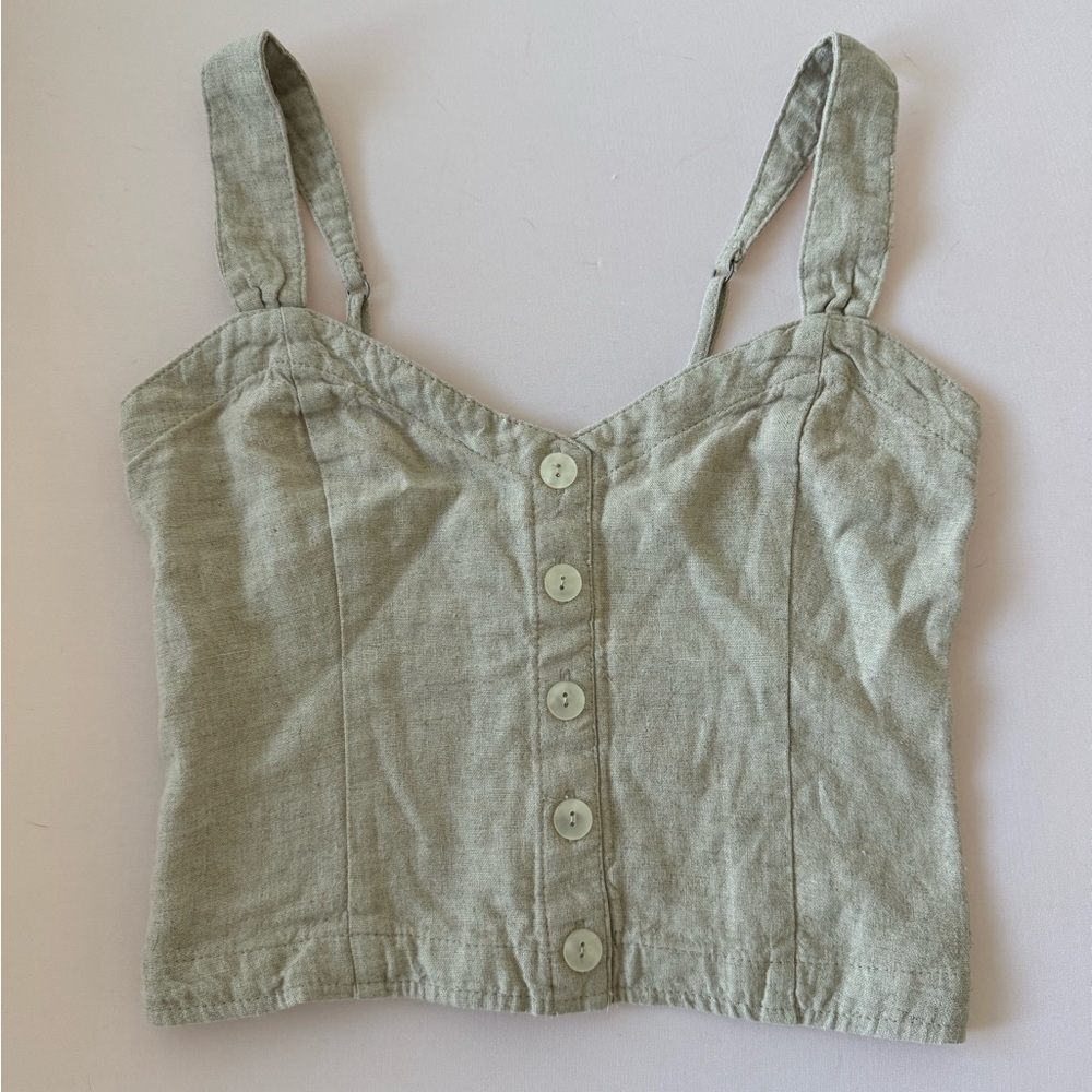 Abercrombie & Fitch Linen Blend Button Tank Top Size XS Beige